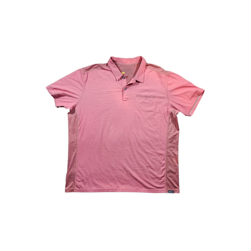 Eddie Bauer Travex Short Sleeve Polo Shirt Mens Size XL Stretch‎ Coral Peach